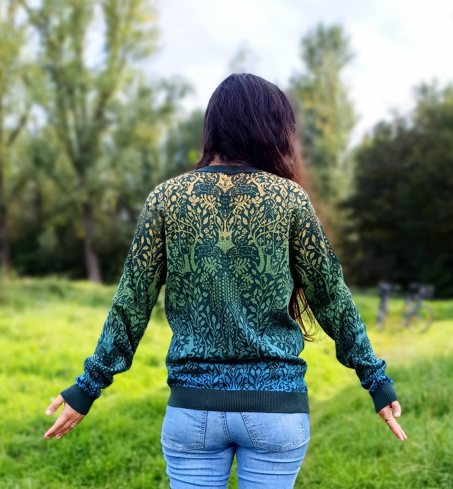 Unisex Knitted Sweater - Dancing Forest (Spring) - Crewneck Classic Fit