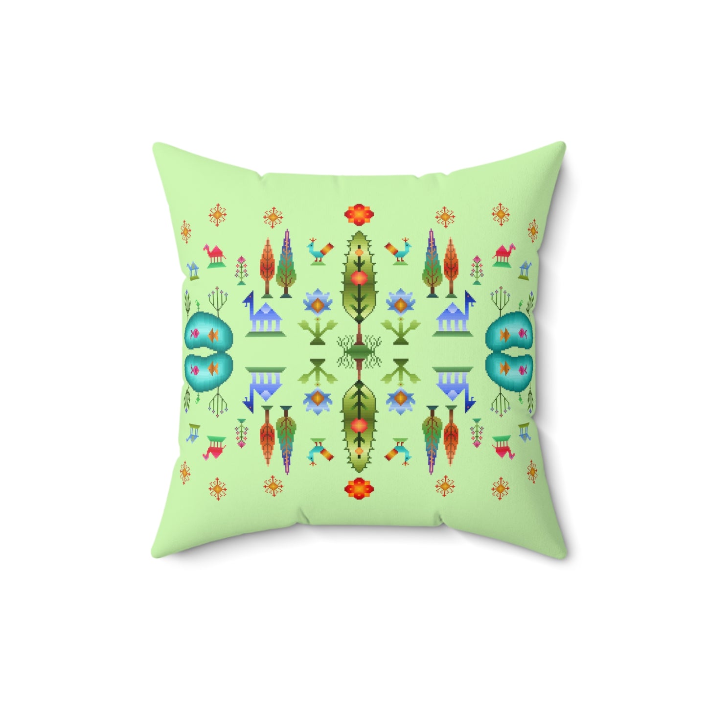 Square Pillow - Rainbow Pixel Art, Gabbeh Style IV