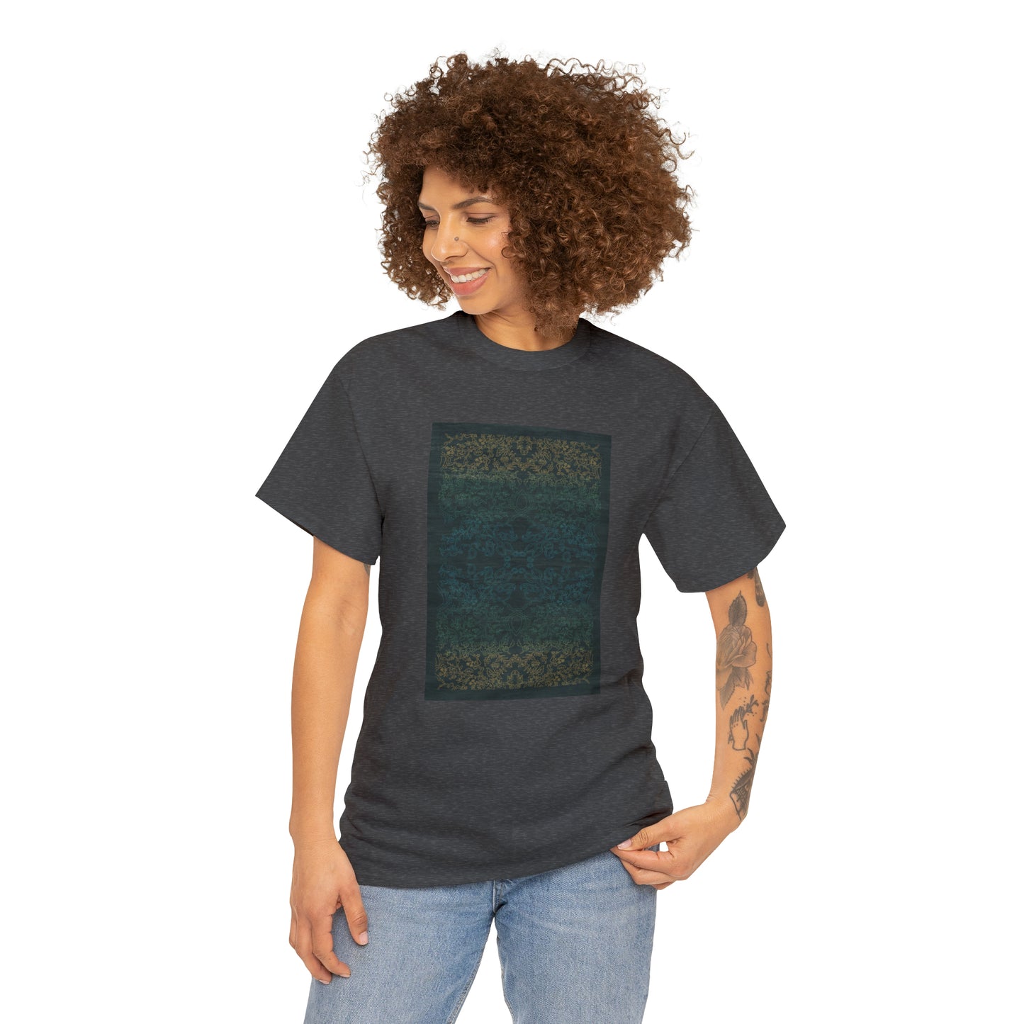 Unisex Heavy Cotton Tee - Rays of light on paddy fields (Night Blue)