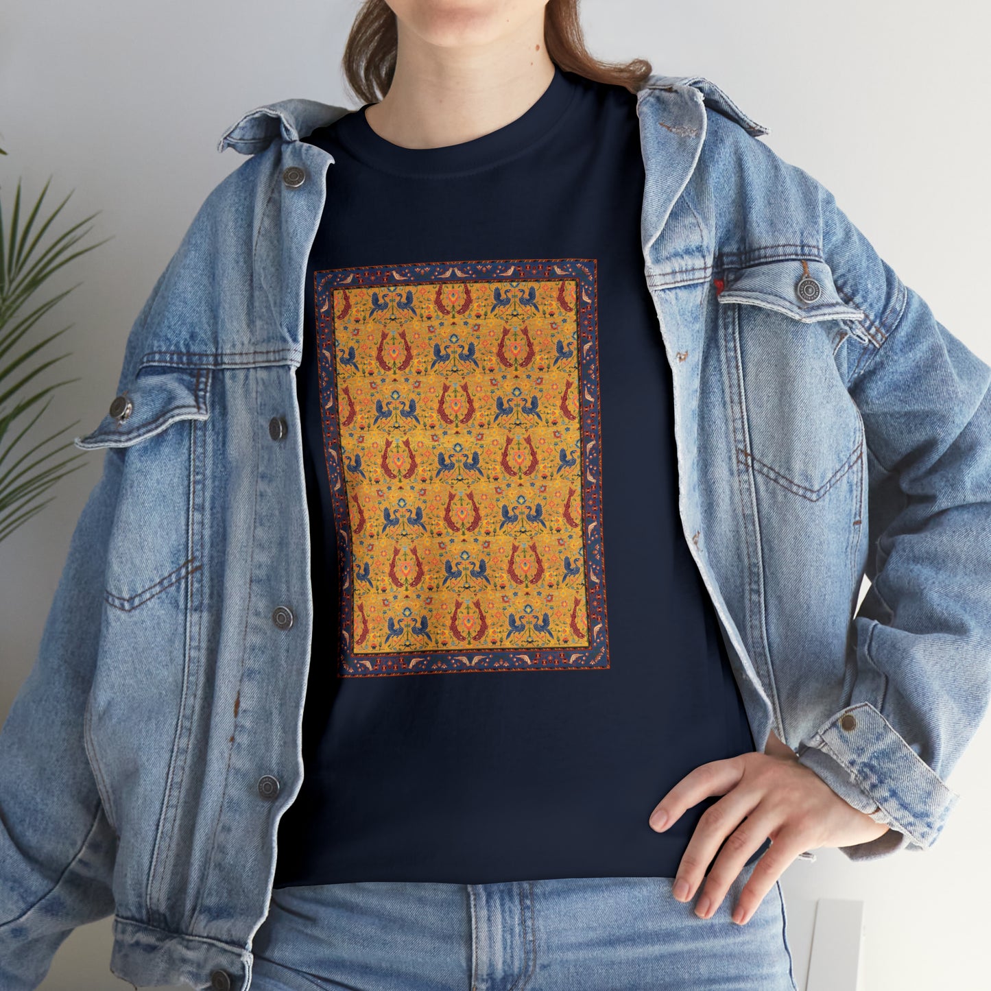 Unisex-T-Shirt aus schwerer Baumwolle – Der goldene Fisch und die Vögel III 