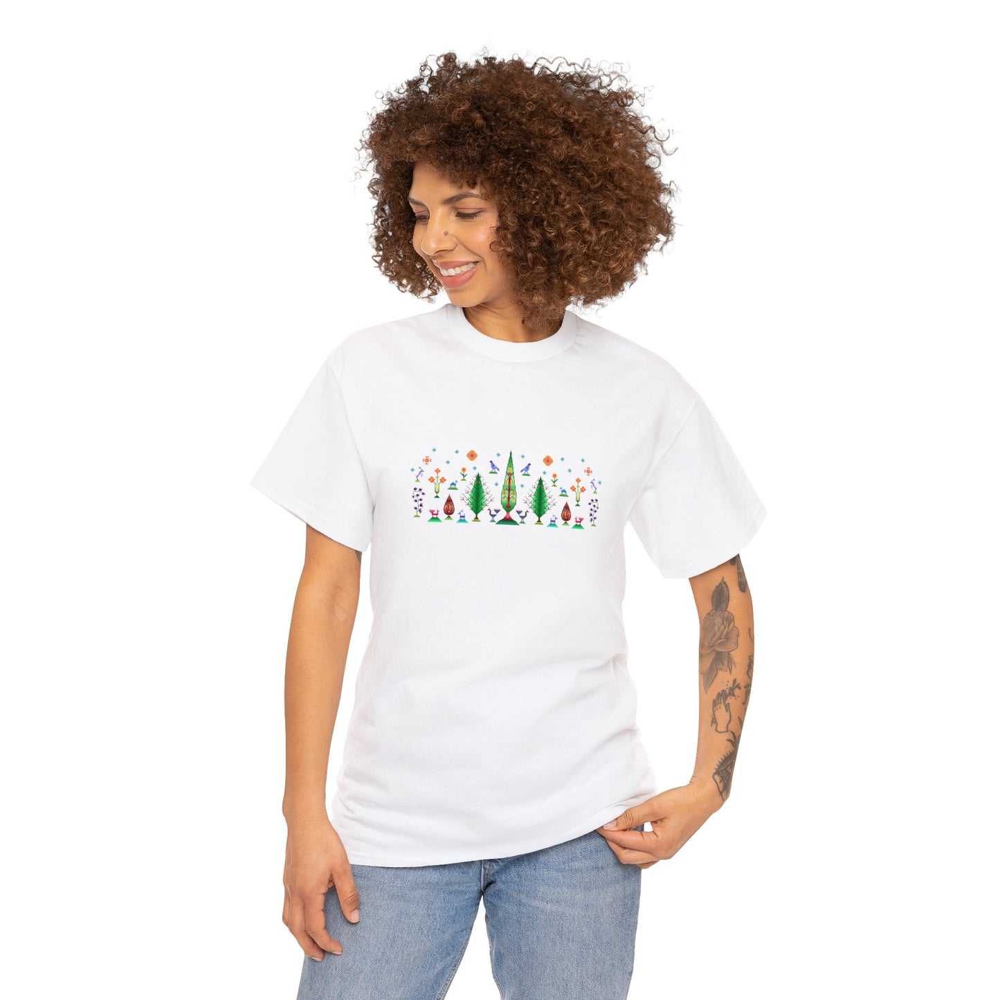 Unisex Heavy Cotton Tee - Rainbow pixel art, Gabbeh style III