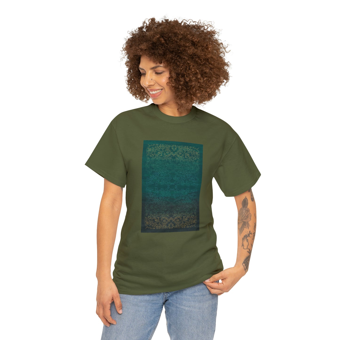 Unisex-T-Shirt aus schwerer Baumwolle – Lichtstrahlen auf Reisfeldern (Sommer)