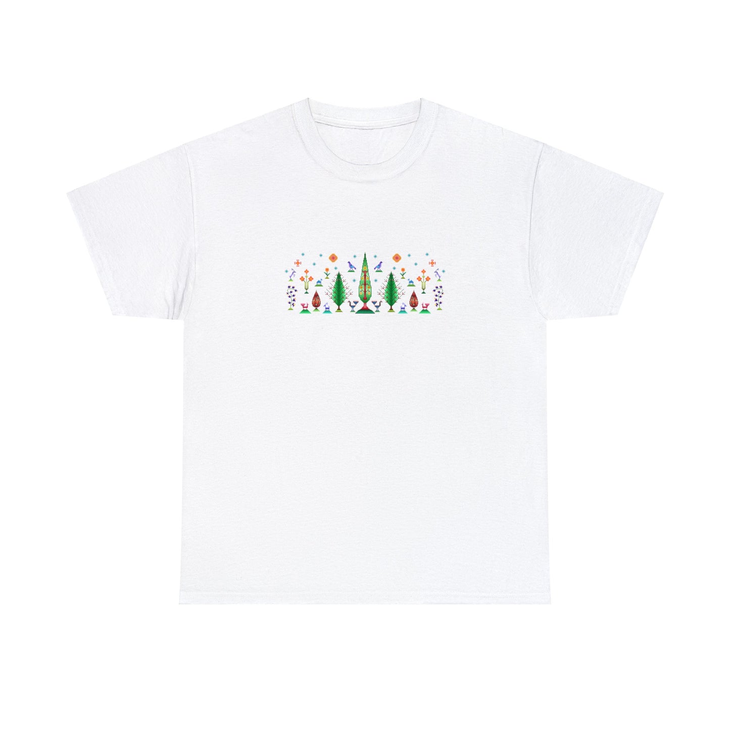 Unisex Heavy Cotton Tee - Rainbow pixel art, Gabbeh style III