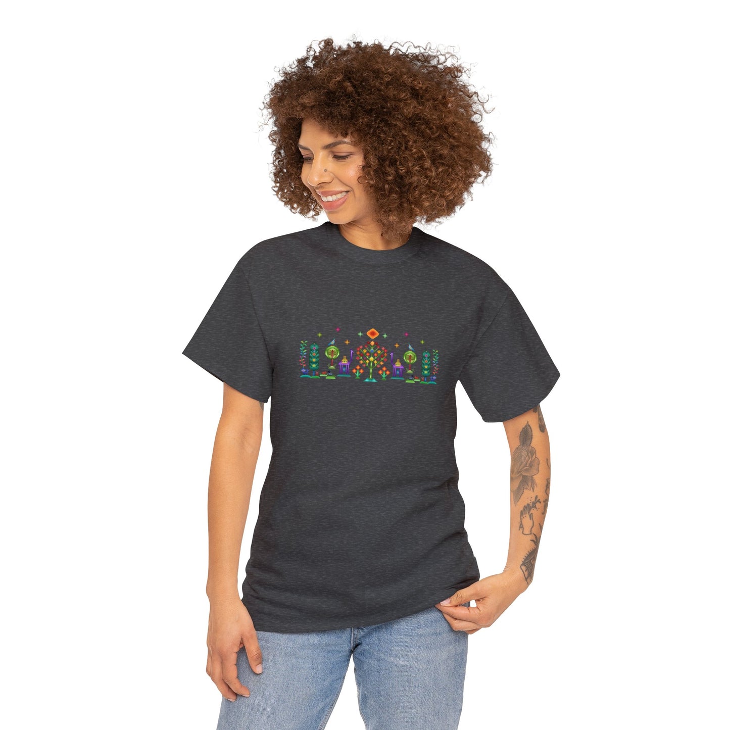 Unisex Heavy Cotton Tee - Rainbow pixel art, Gabbeh style II