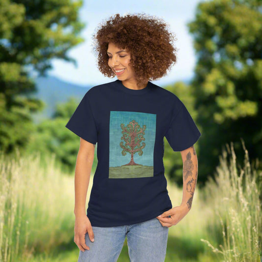 Unisex-T-Shirt aus schwerer Baumwolle – Eschenbaum (Winter Version)