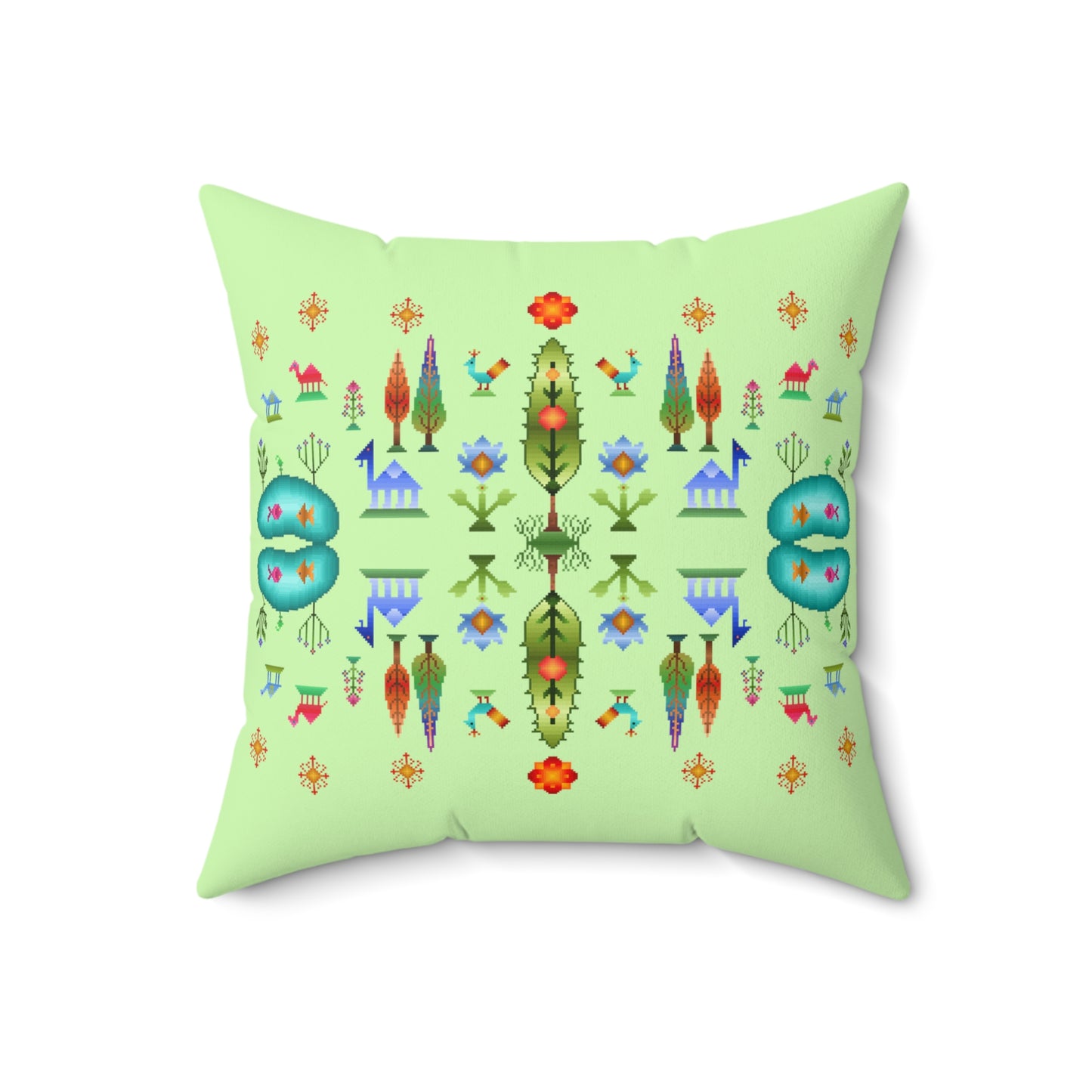 Square Pillow - Rainbow Pixel Art, Gabbeh Style IV