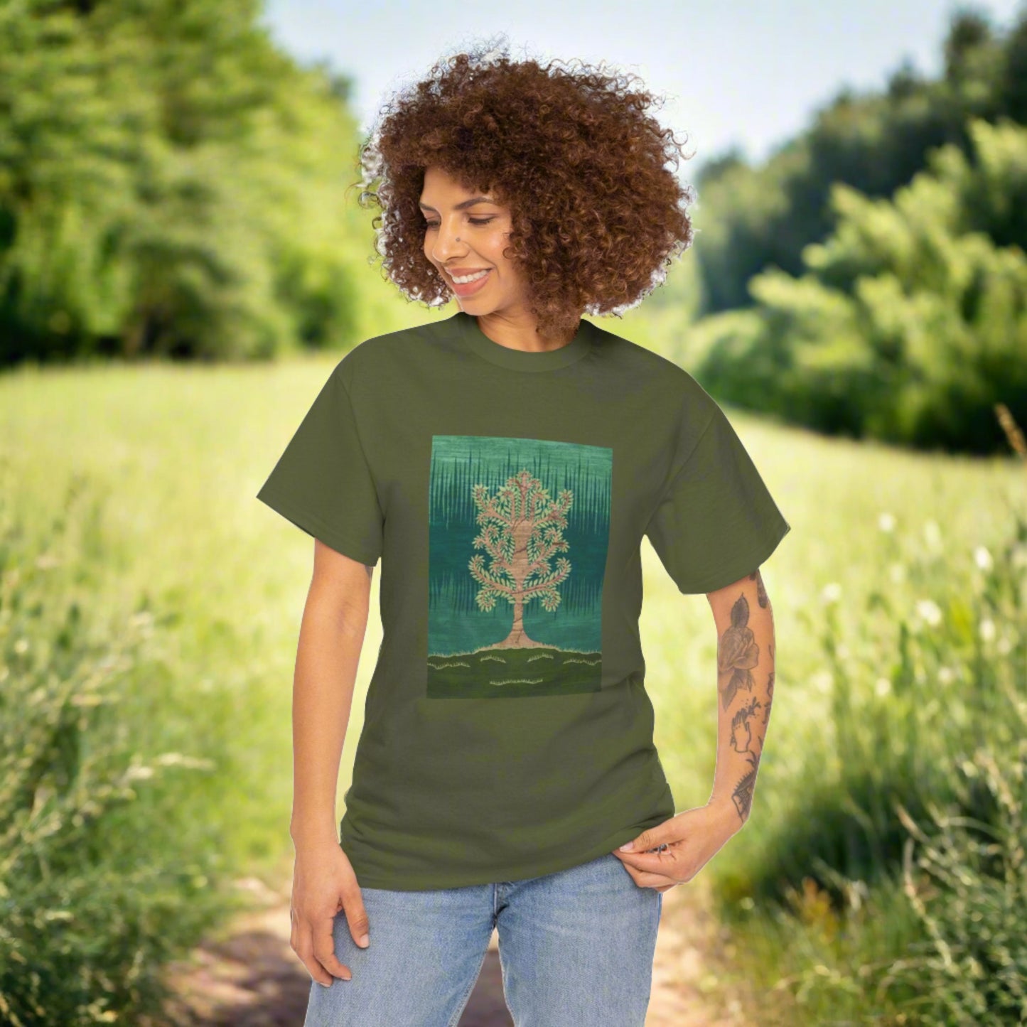 Unisex Heavy Cotton Tee - Ashen Tree (Spring version)