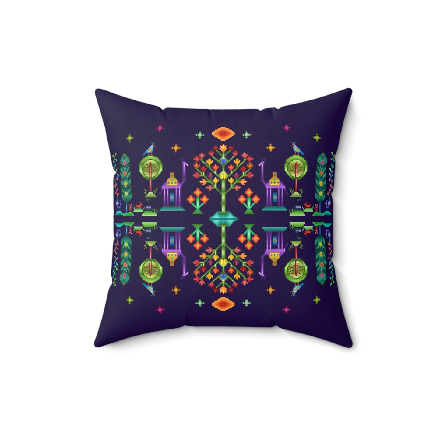 Square Pillow - Rainbow Pixel Art, Gabbeh Style II