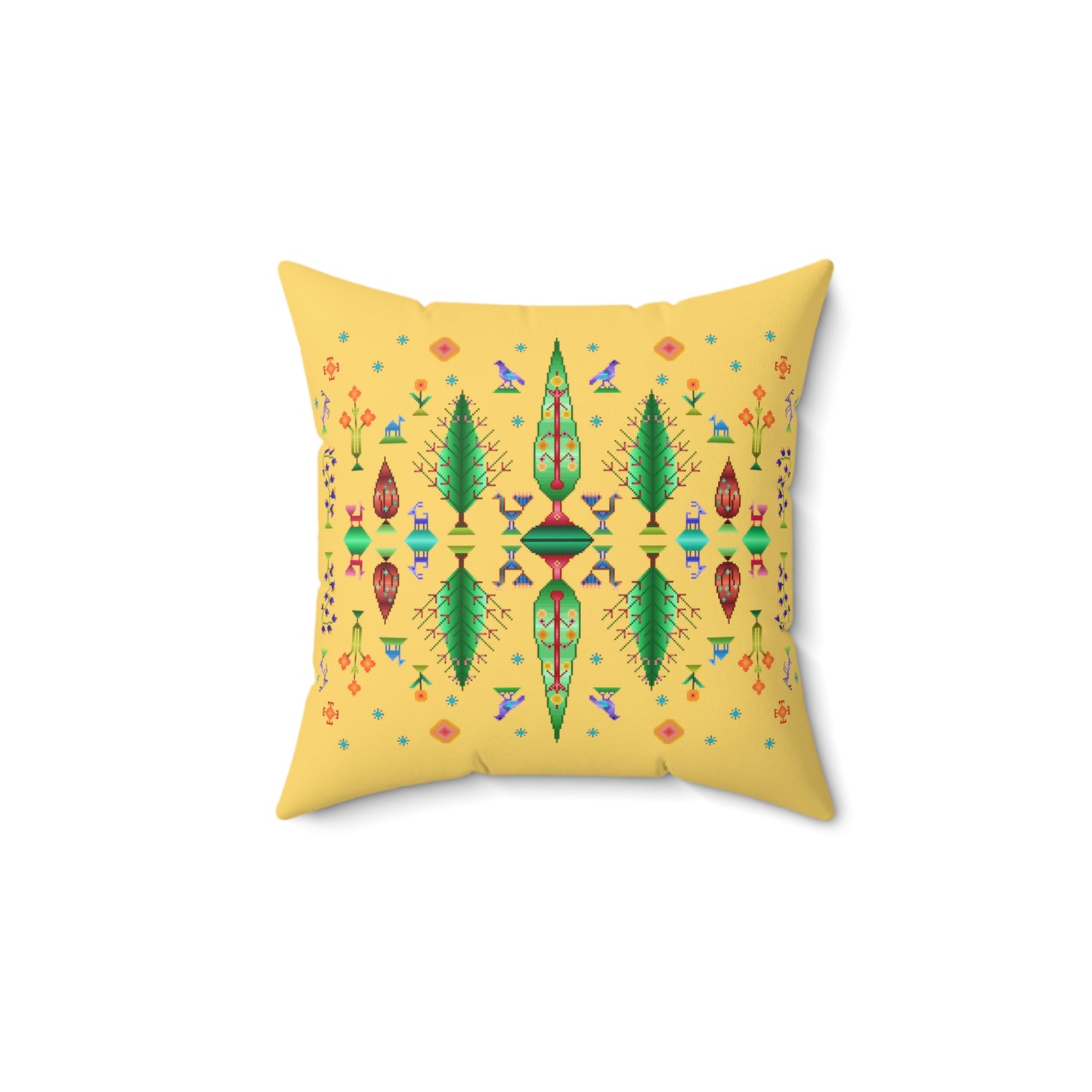 Square Pillow - Rainbow Pixel Art, Gabbeh Style III