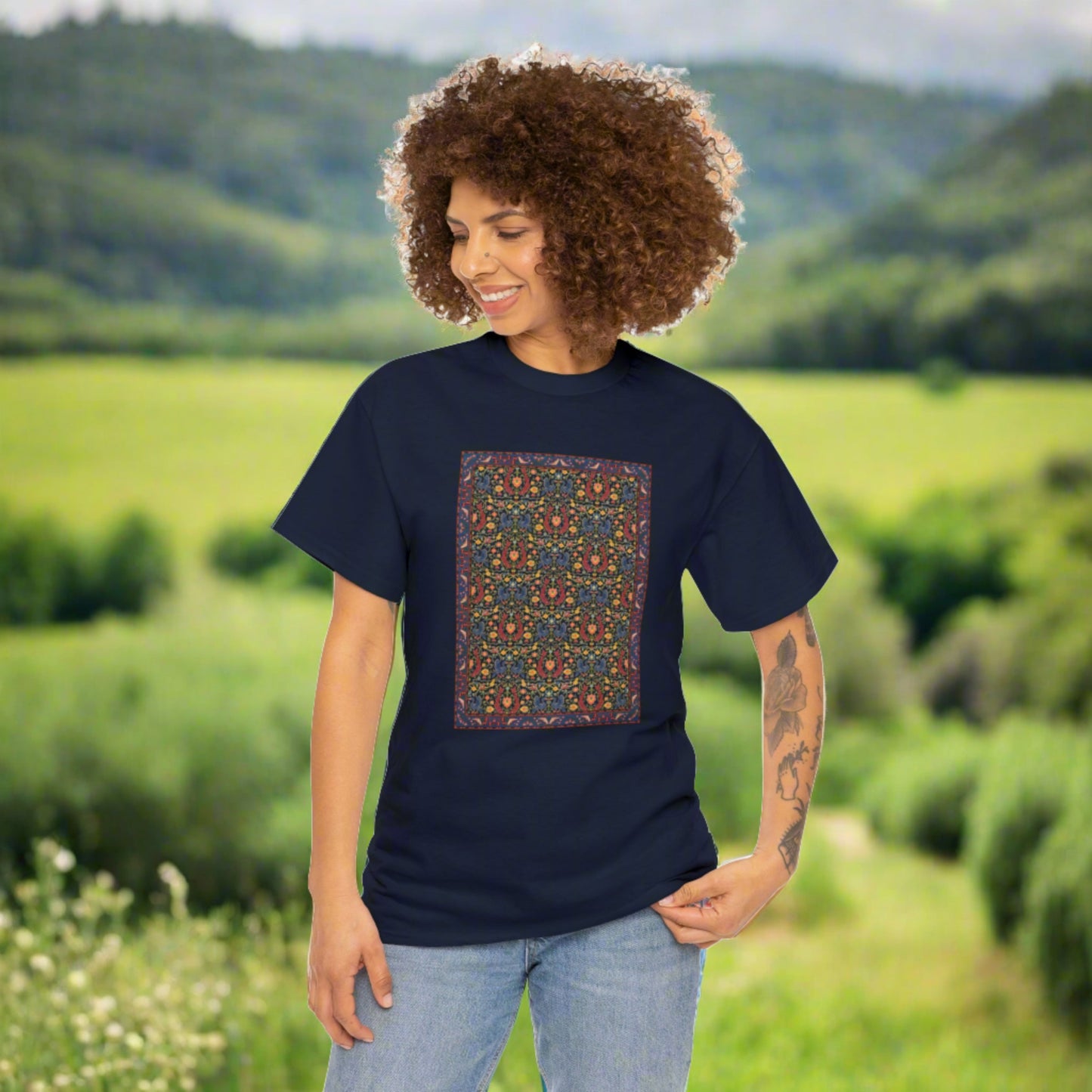 Unisex Heavy Cotton Tee - The Golden Fish and the Birds II