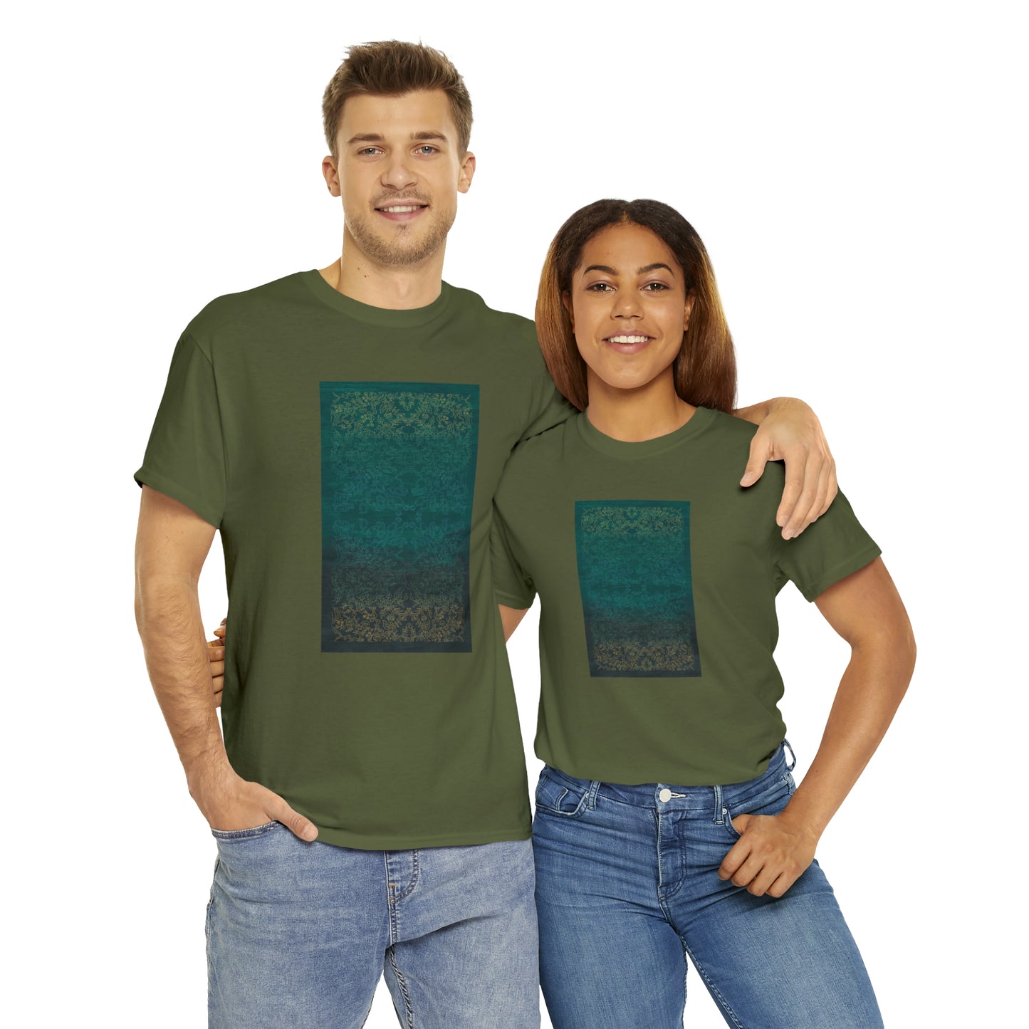 Unisex-T-Shirt aus schwerer Baumwolle – Lichtstrahlen auf Reisfeldern (Sommer)