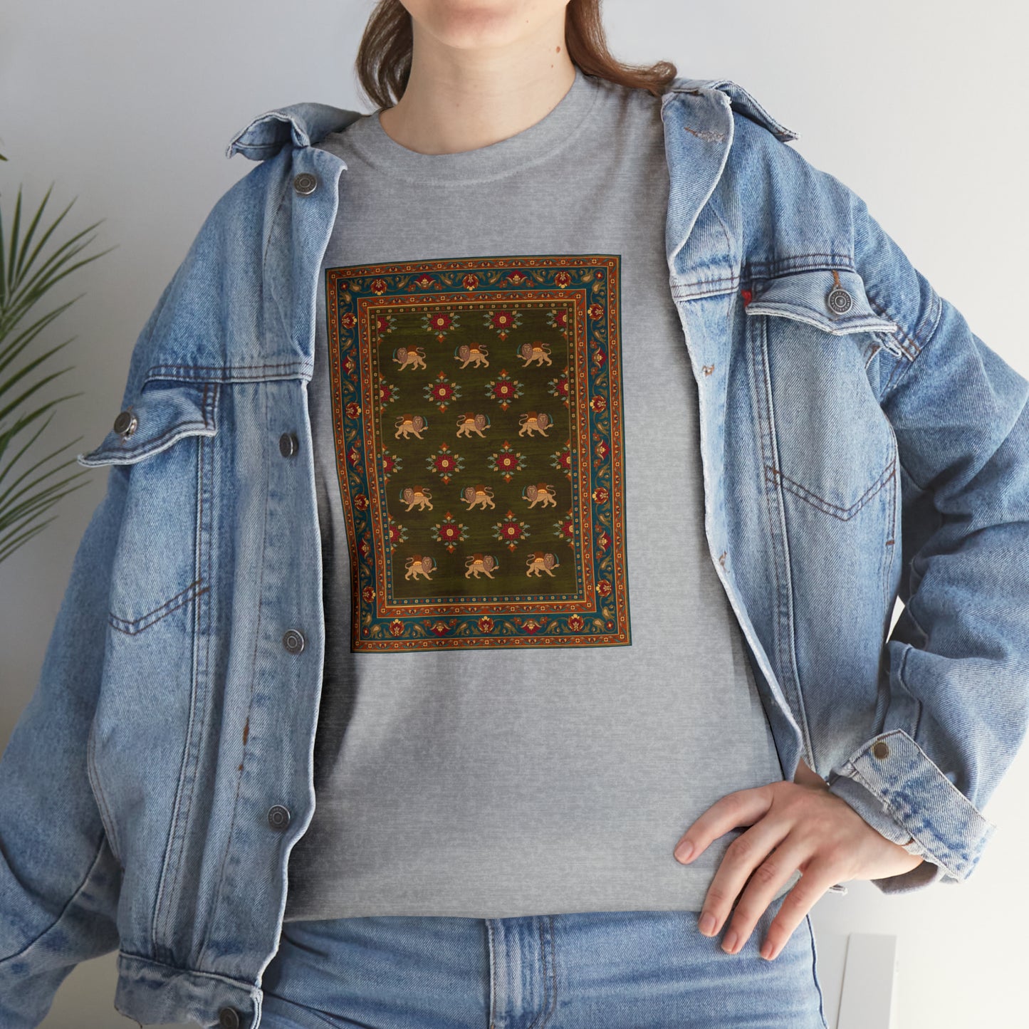 Unisex-T-Shirt aus schwerer Baumwolle – Der Löwe und die Sonne II