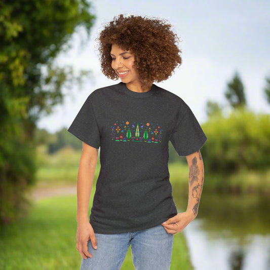 Unisex-T-Shirt aus schwerer Baumwolle – Regenbogen-Pixelart, Gabbeh-Stil III