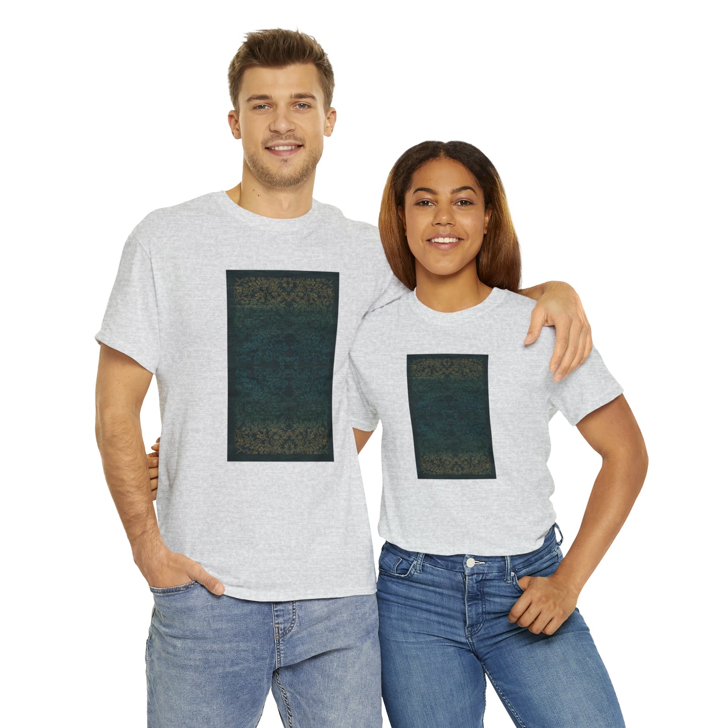 Unisex-T-Shirt aus schwerer Baumwolle – Lichtstrahlen auf Reisfeldern (Nachtblau)