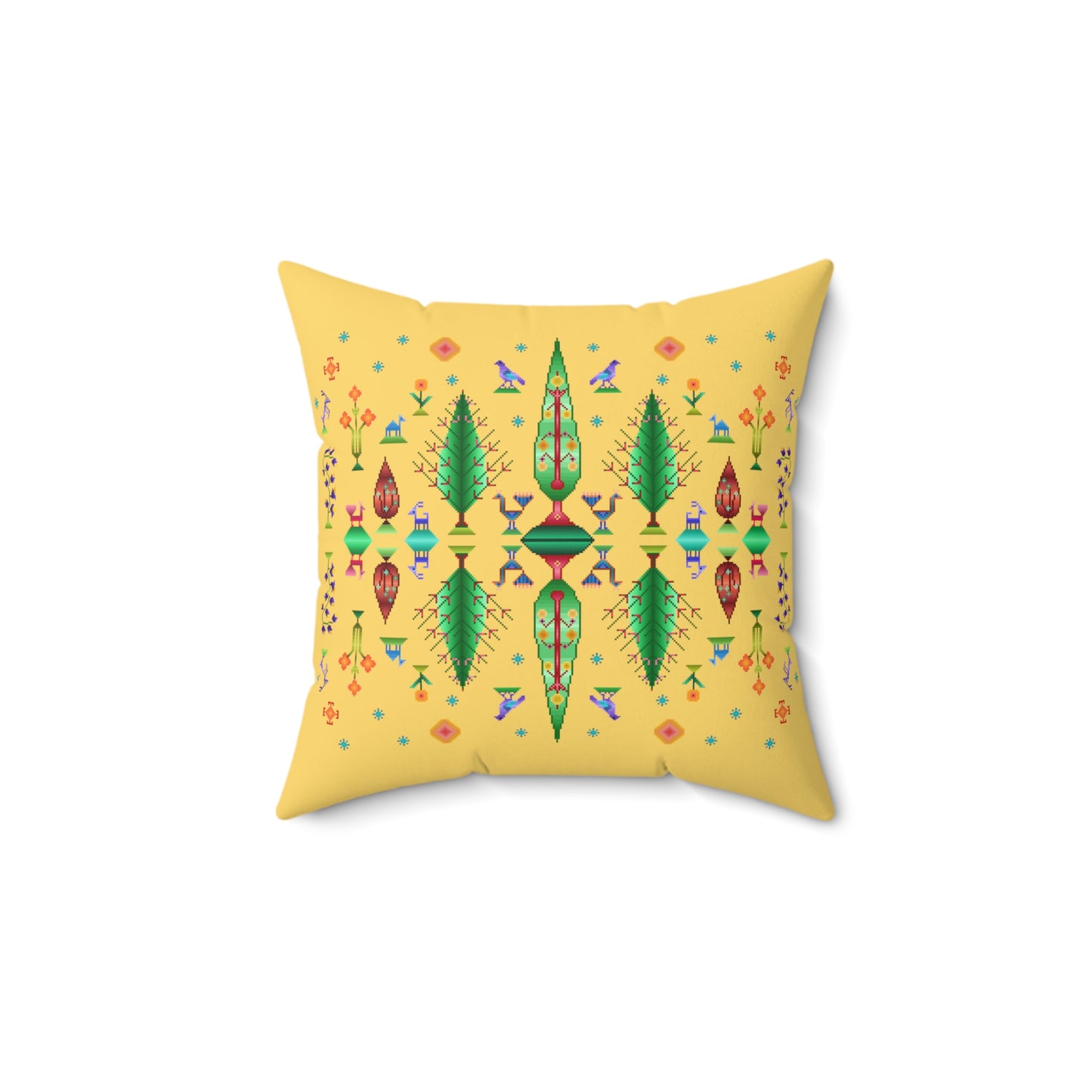 Square Pillow - Rainbow Pixel Art, Gabbeh Style III