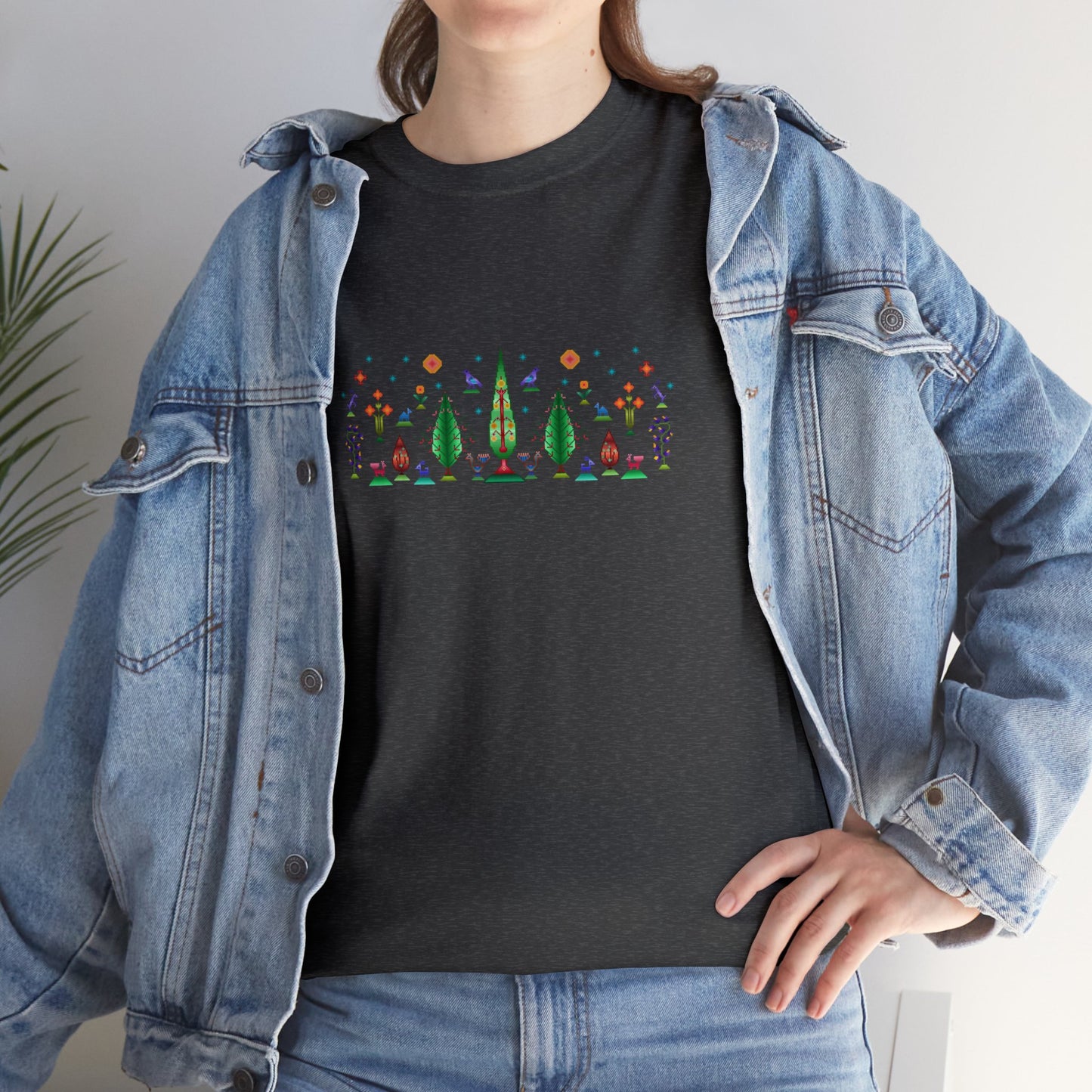 Unisex Heavy Cotton Tee - Rainbow pixel art, Gabbeh style III