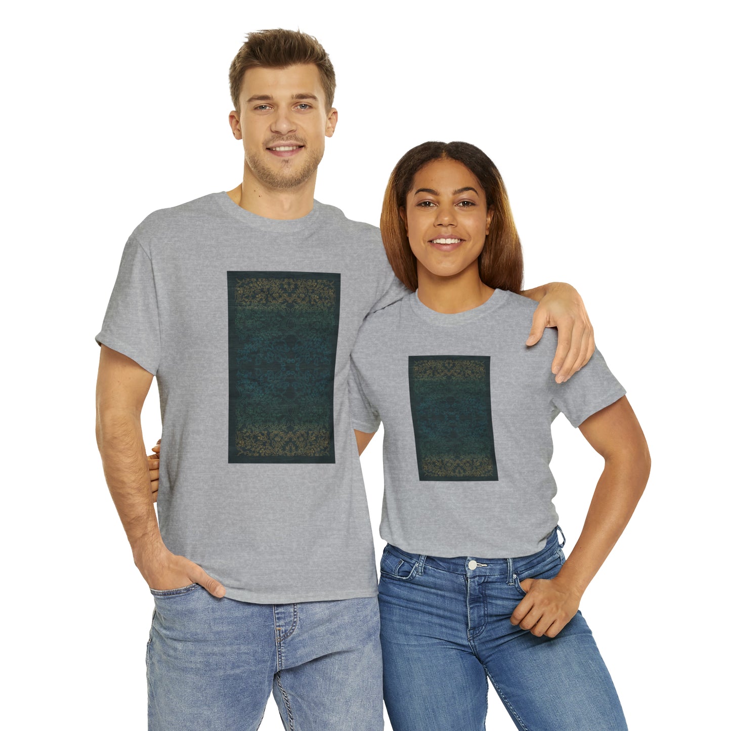 Unisex-T-Shirt aus schwerer Baumwolle – Lichtstrahlen auf Reisfeldern (Nachtblau)