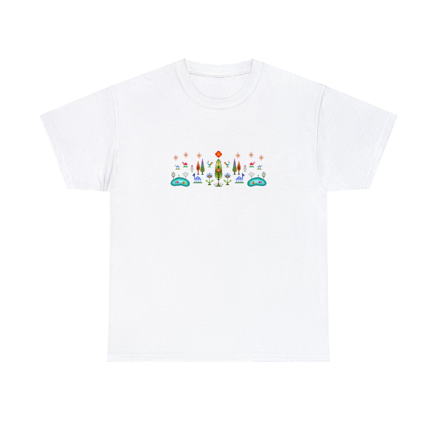 Unisex Heavy Cotton Tee - Rainbow pixel art, Gabbeh style IV