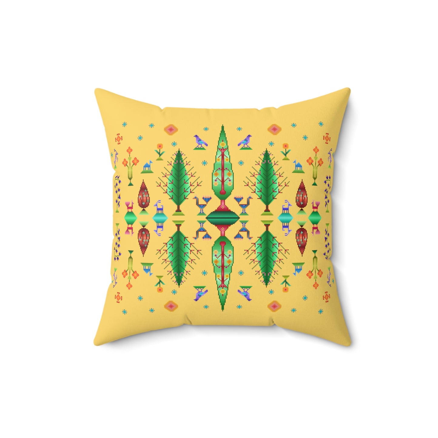 Square Pillow - Rainbow Pixel Art, Gabbeh Style III