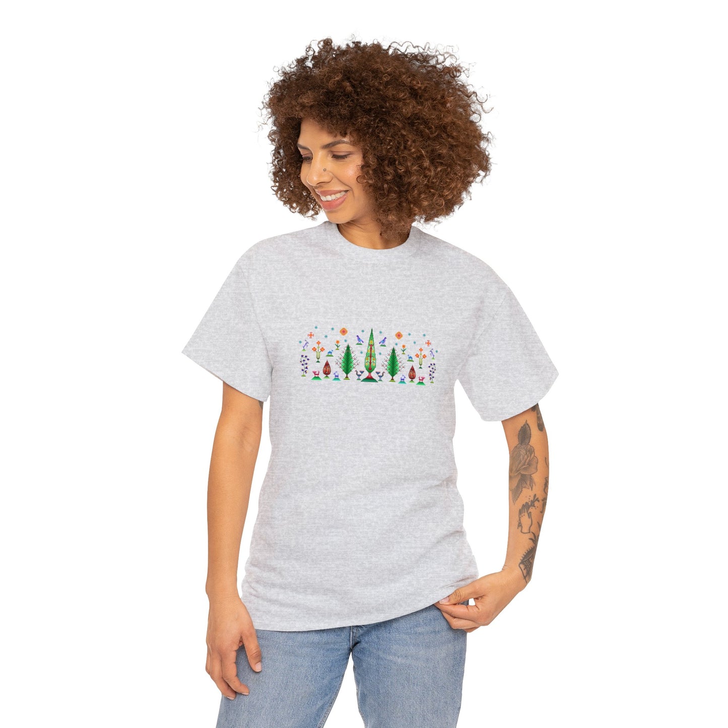 Unisex Heavy Cotton Tee - Rainbow pixel art, Gabbeh style III