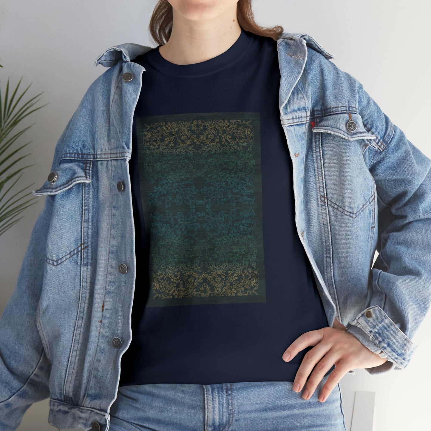 Unisex Heavy Cotton Tee - Rays of light on paddy fields (Night Blue)