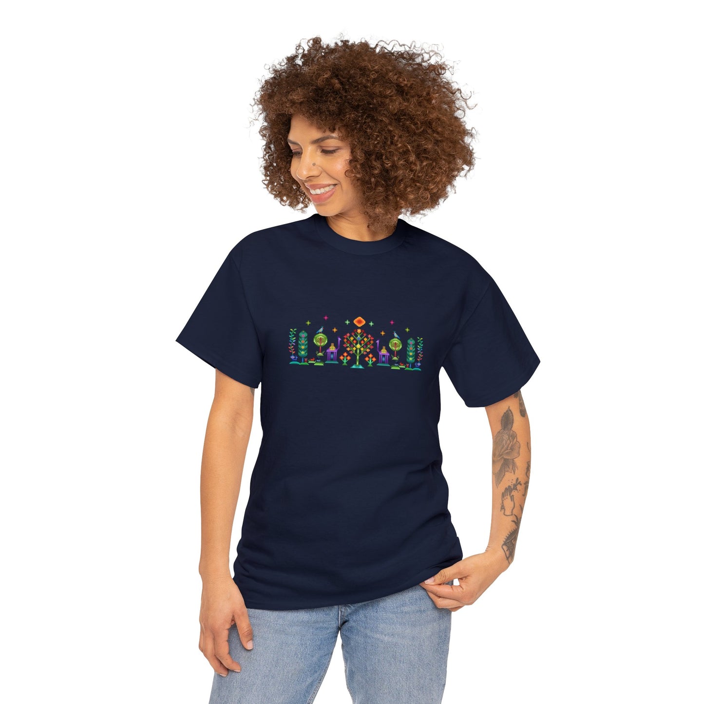 Unisex Heavy Cotton Tee - Rainbow pixel art, Gabbeh style II