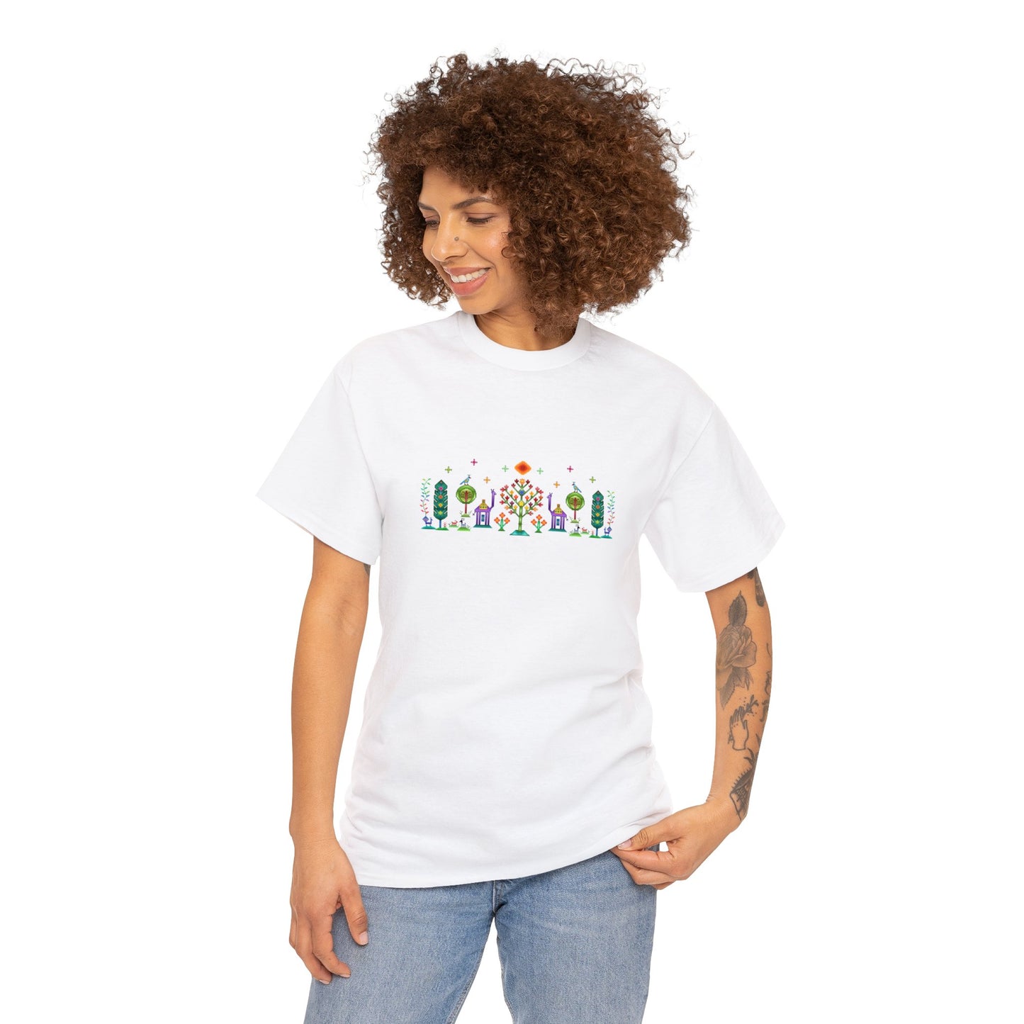 Unisex Heavy Cotton Tee - Rainbow pixel art, Gabbeh style II