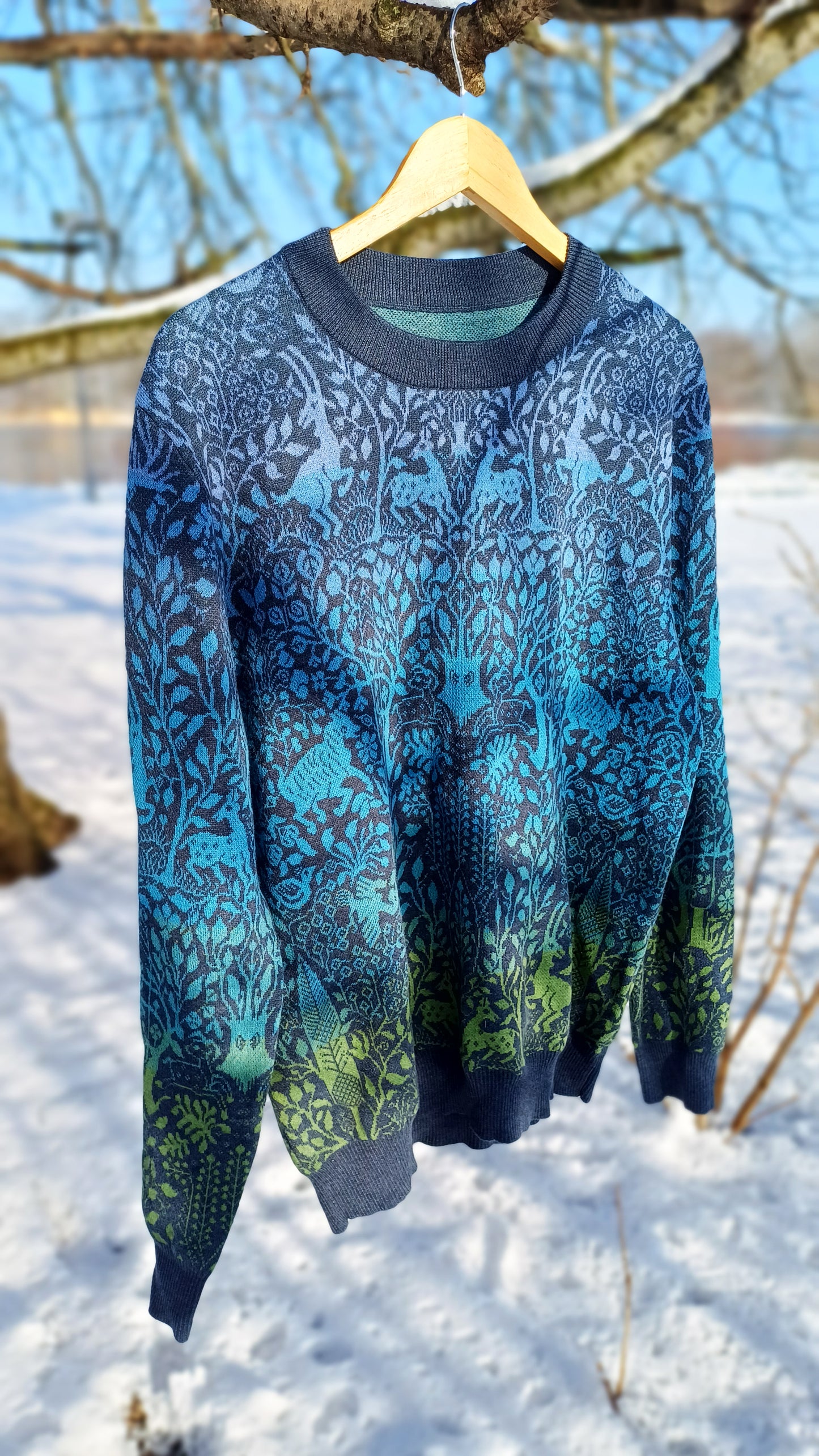 Unisex Knitted Sweater - Dancing Forest (Winter) - Crewneck Classic Fit