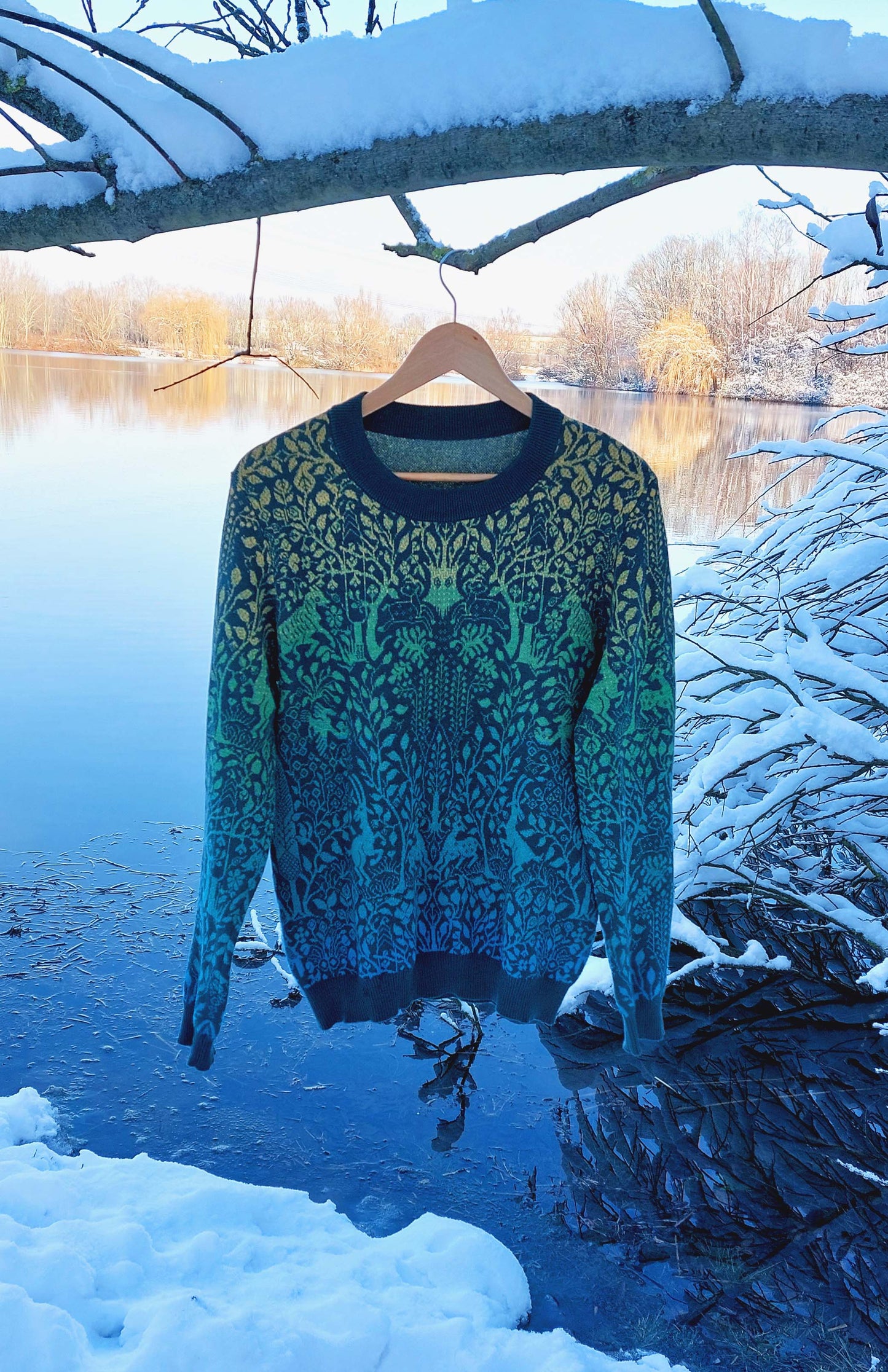 Unisex Knitted Sweater - Dancing Forest (Spring) - Crewneck Classic Fit