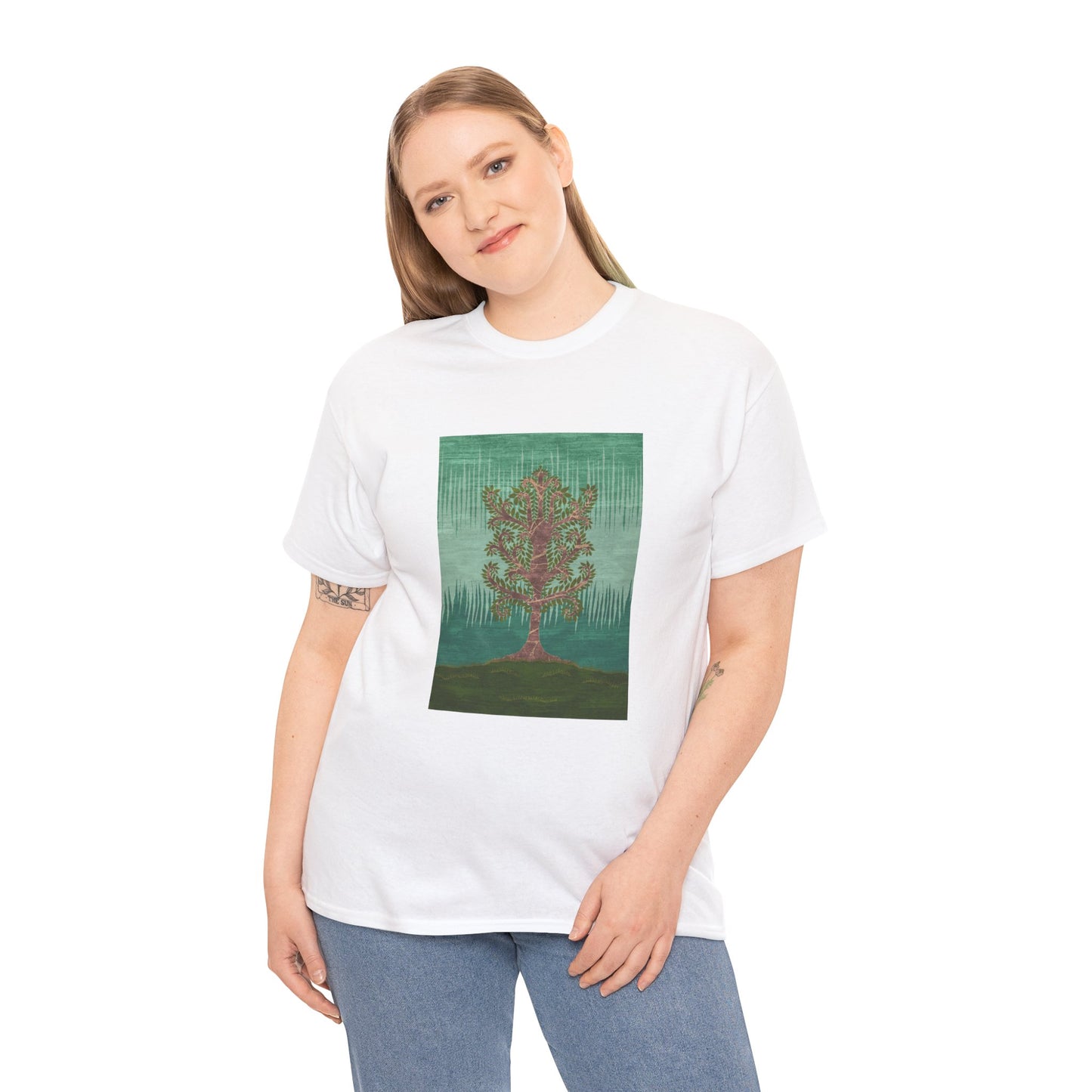 Unisex-T-Shirt aus schwerer Baumwolle – Eschenbaum (Sommer Version)