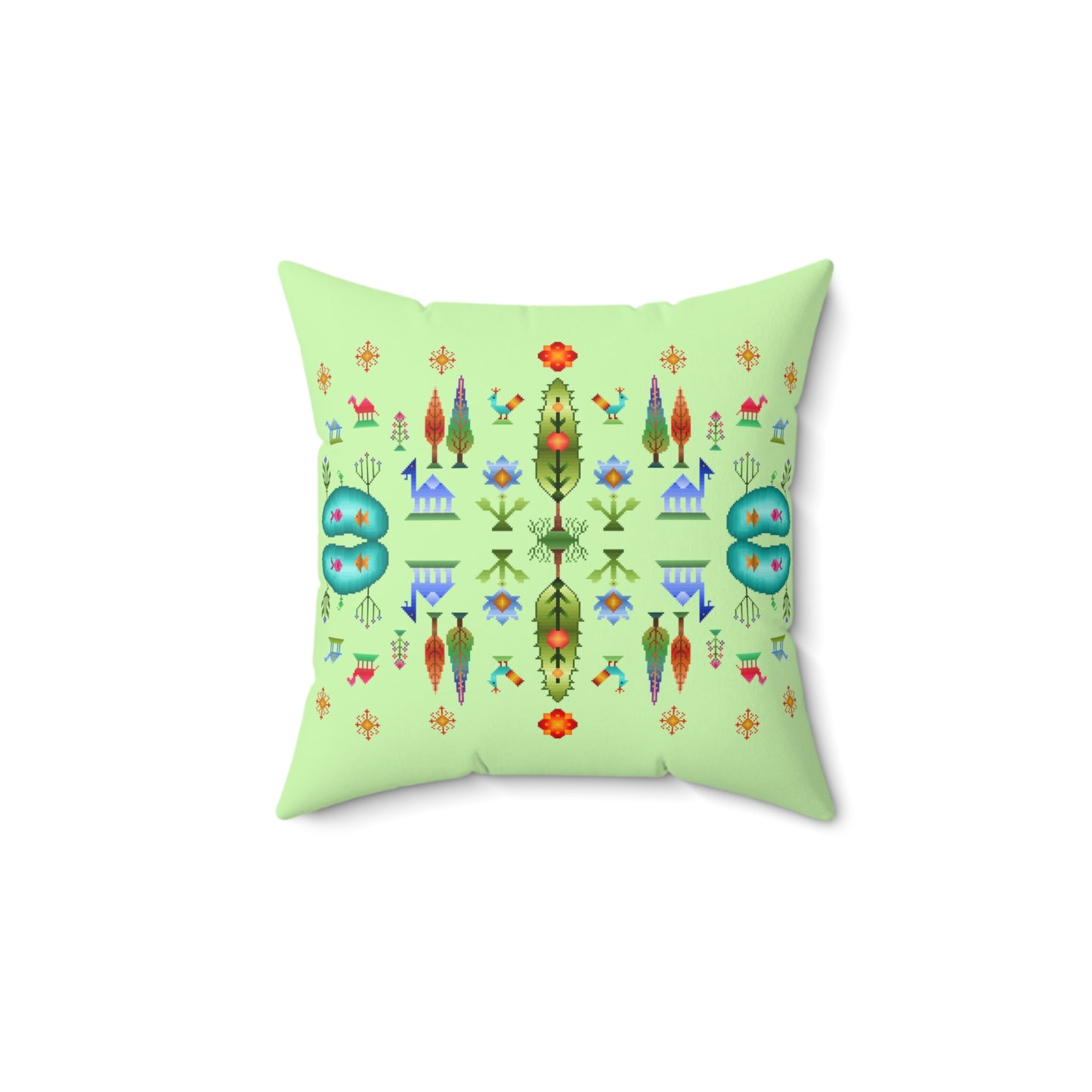 Square Pillow - Rainbow Pixel Art, Gabbeh Style IV