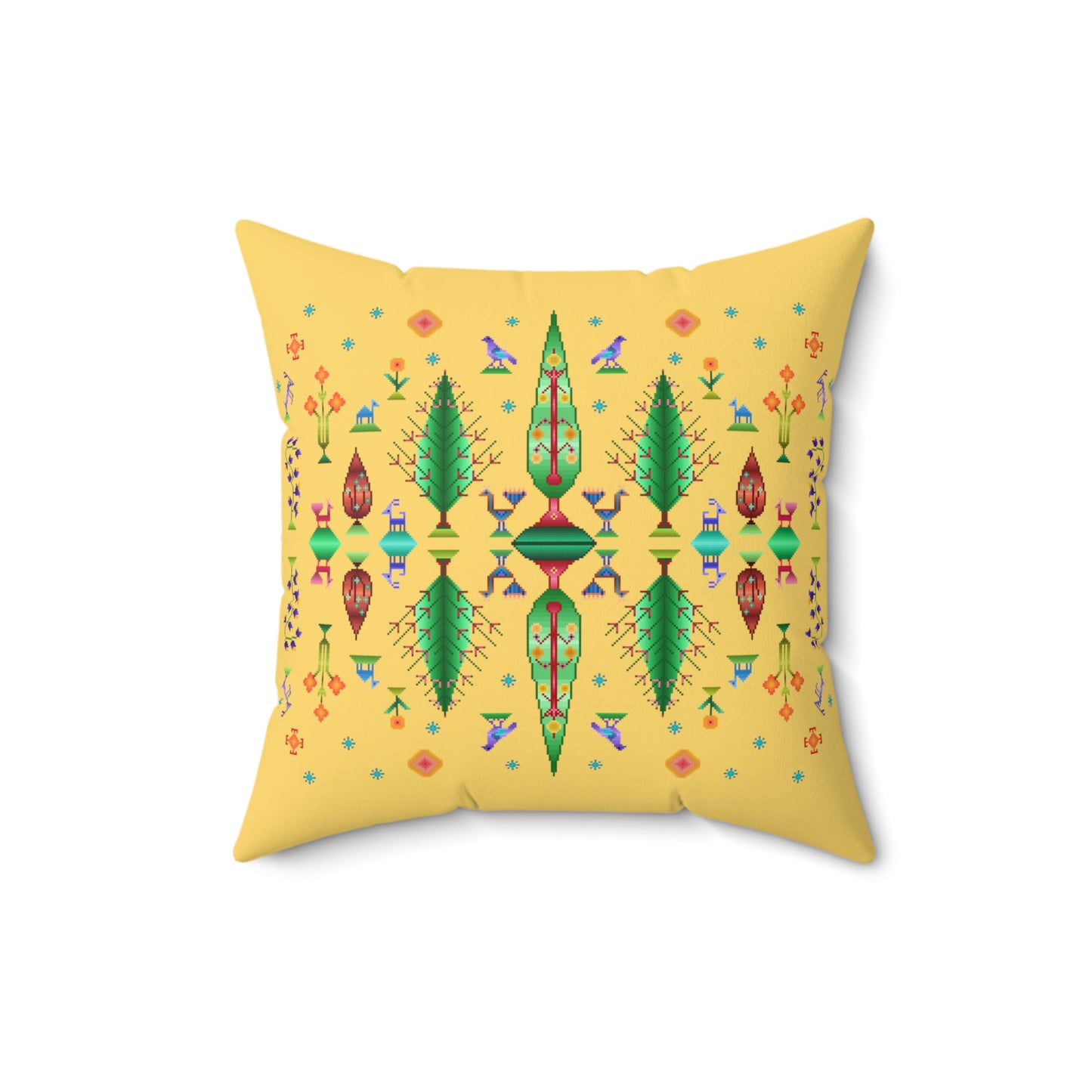 Square Pillow - Rainbow Pixel Art, Gabbeh Style III