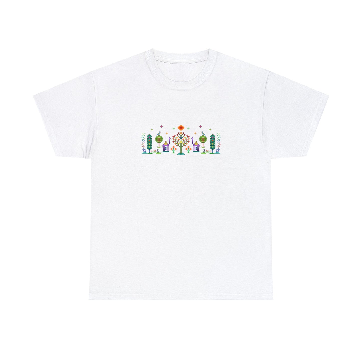 Unisex Heavy Cotton Tee - Rainbow pixel art, Gabbeh style II