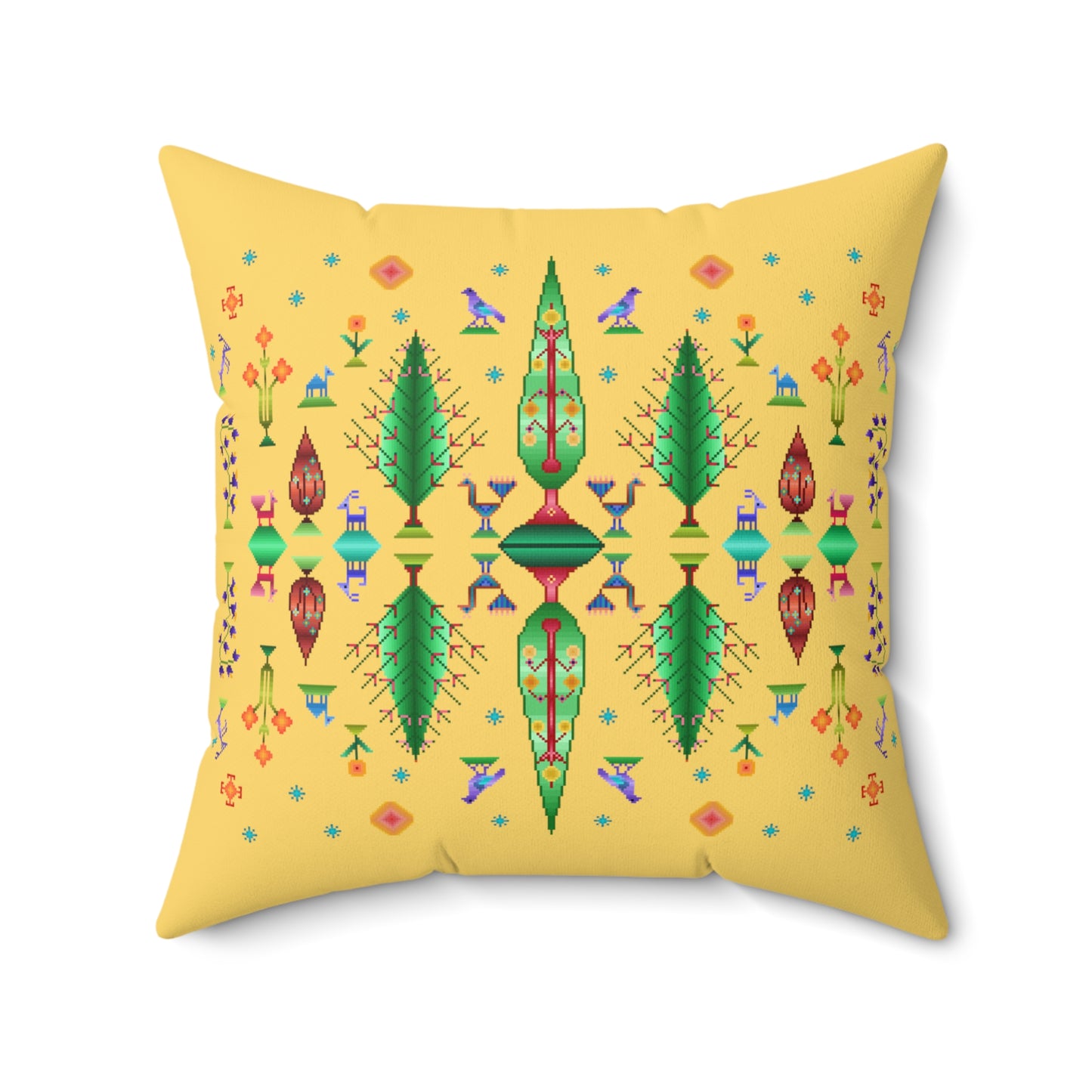 Square Pillow - Rainbow Pixel Art, Gabbeh Style III