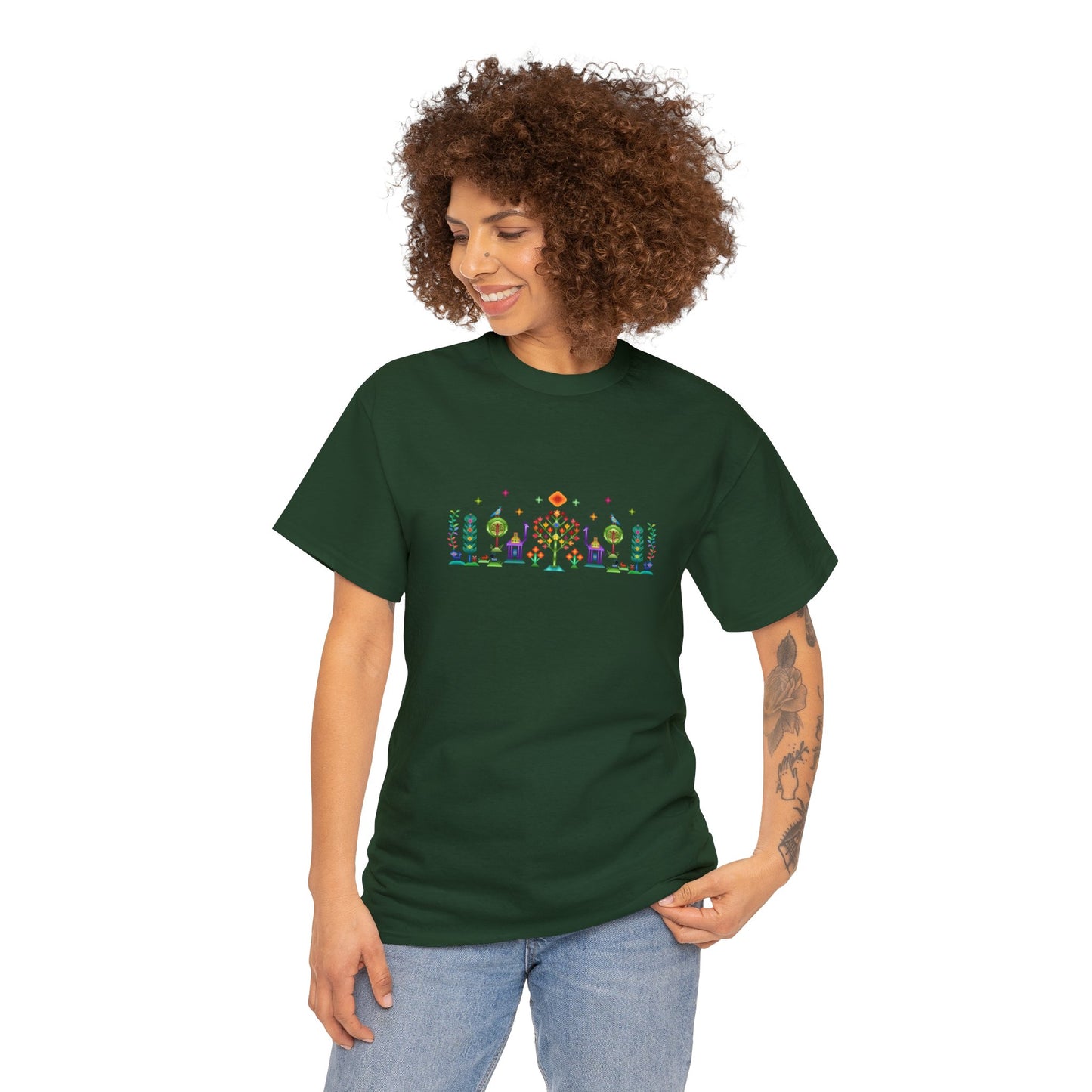 Unisex Heavy Cotton Tee - Rainbow pixel art, Gabbeh style II