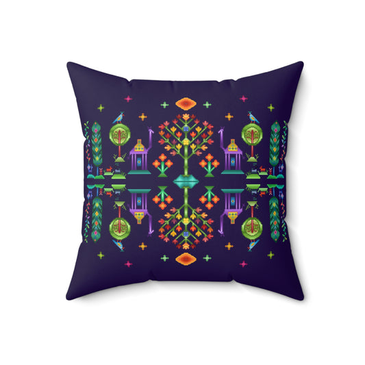 Square Pillow - Rainbow Pixel Art, Gabbeh Style II