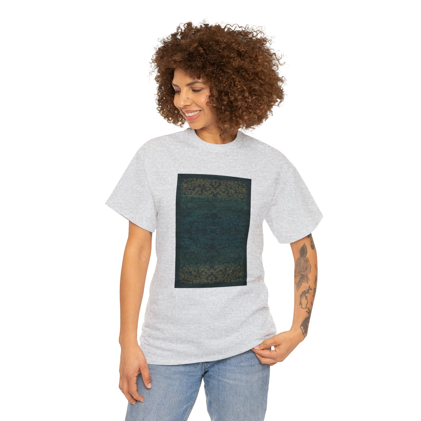 Unisex Heavy Cotton Tee - Rays of light on paddy fields (Night Blue)