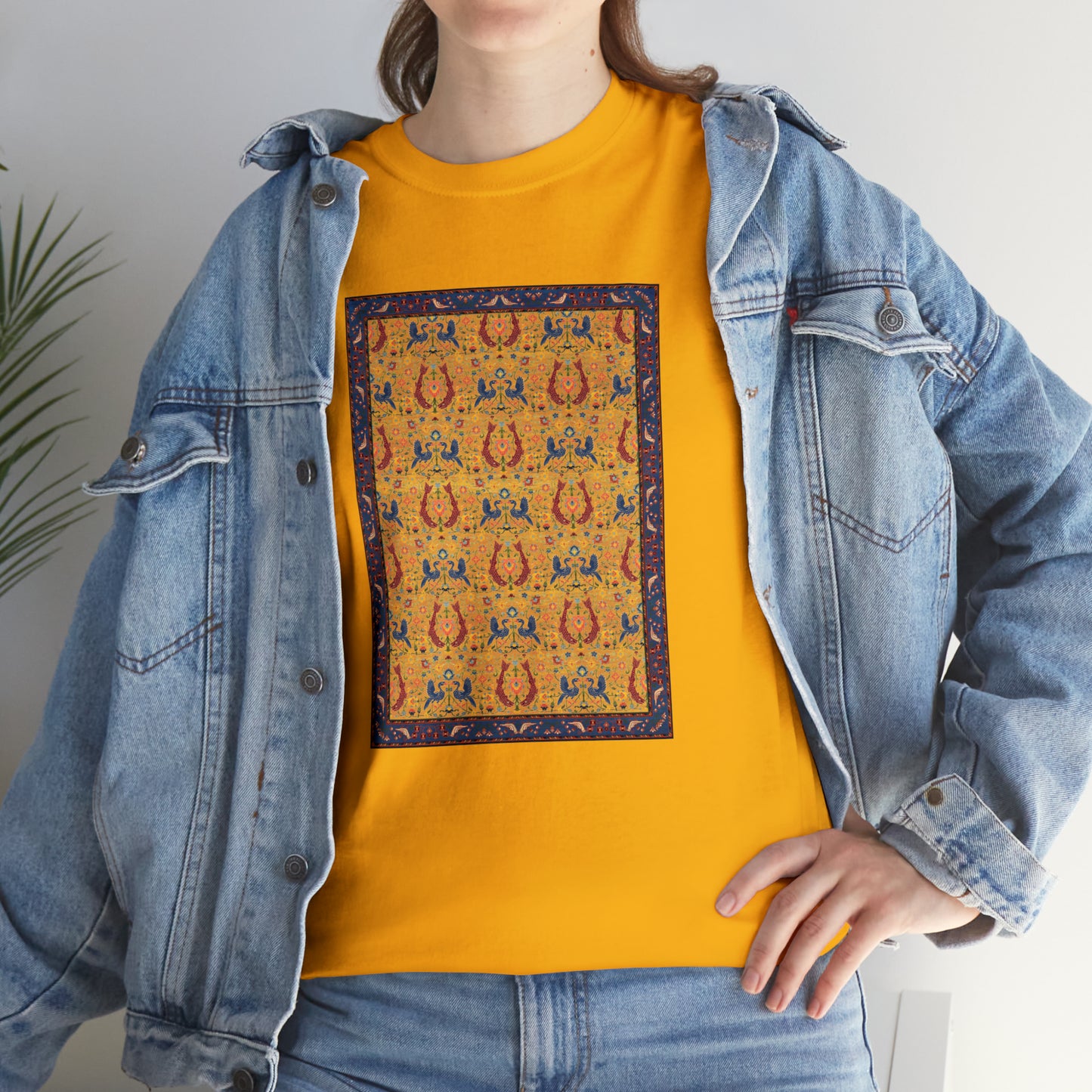 Unisex-T-Shirt aus schwerer Baumwolle – Der goldene Fisch und die Vögel III 