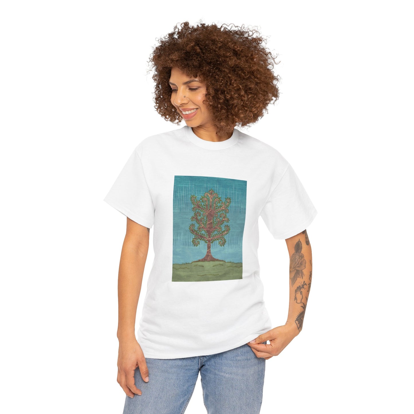 Unisex-T-Shirt aus schwerer Baumwolle – Eschenbaum (Winter Version)