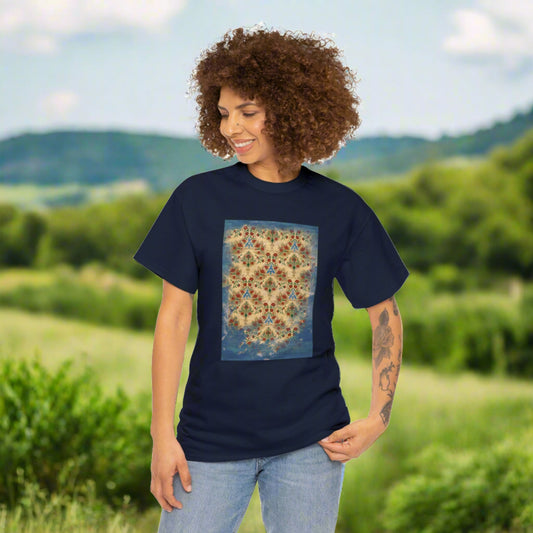 Unisex-T-Shirt aus schwerer Baumwolle – Sparrow es Garden (blaue Version)