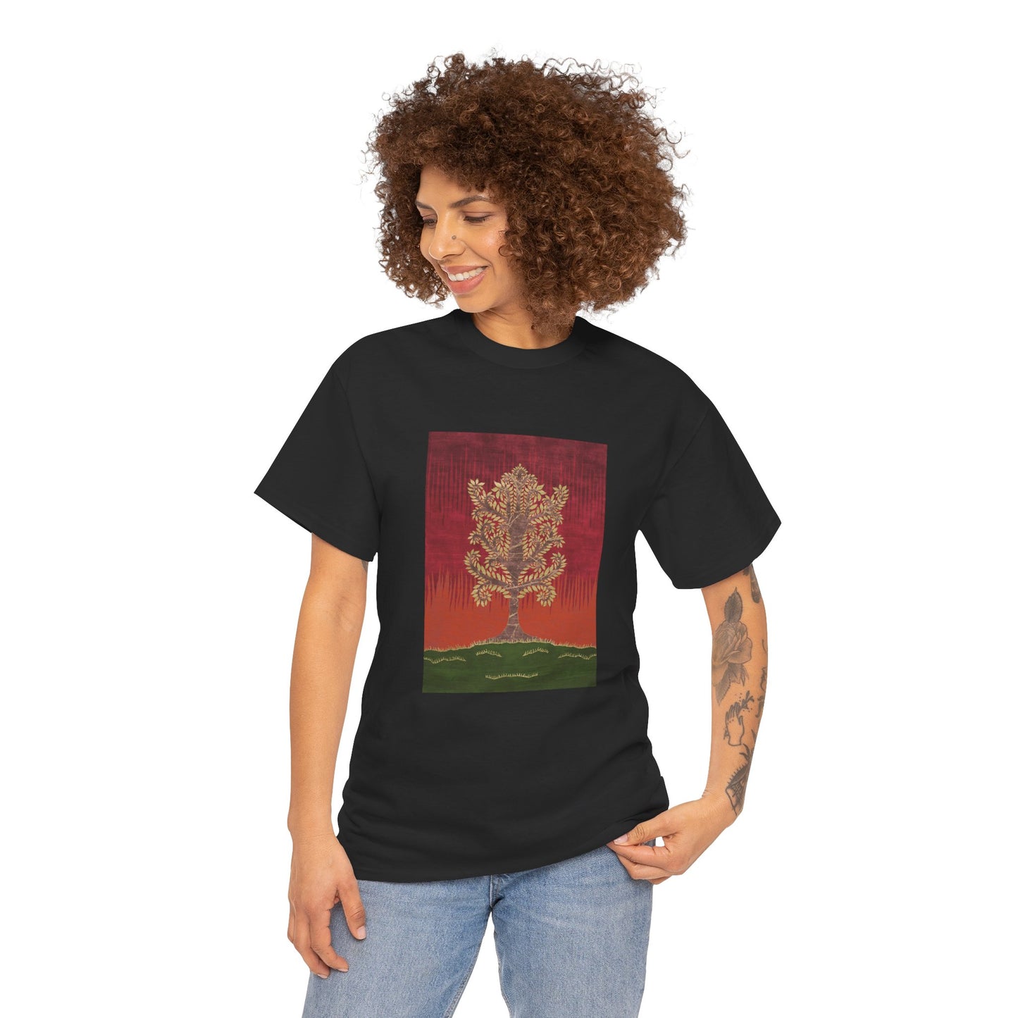 Unisex-T-Shirt aus schwerer Baumwolle – Eschenbaum (Herbst Version)