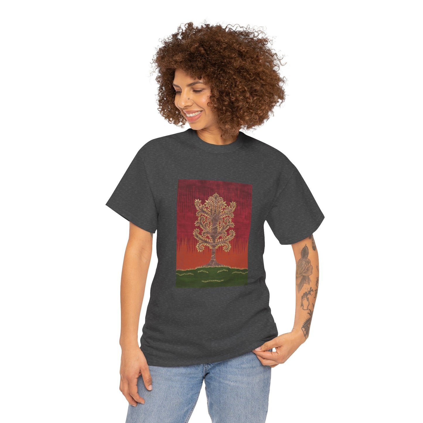 Unisex-T-Shirt aus schwerer Baumwolle – Eschenbaum (Herbst Version)