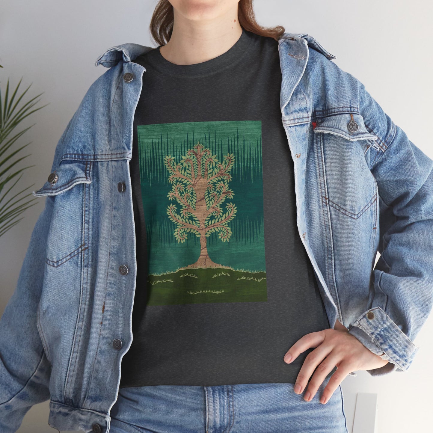 Unisex-T-Shirt aus schwerer Baumwolle – Eschenbaum (Frühlings Version)