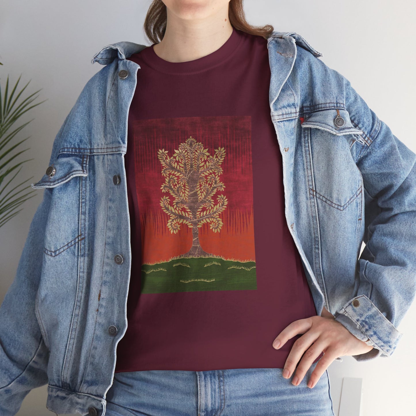 Unisex-T-Shirt aus schwerer Baumwolle – Eschenbaum (Herbst Version)