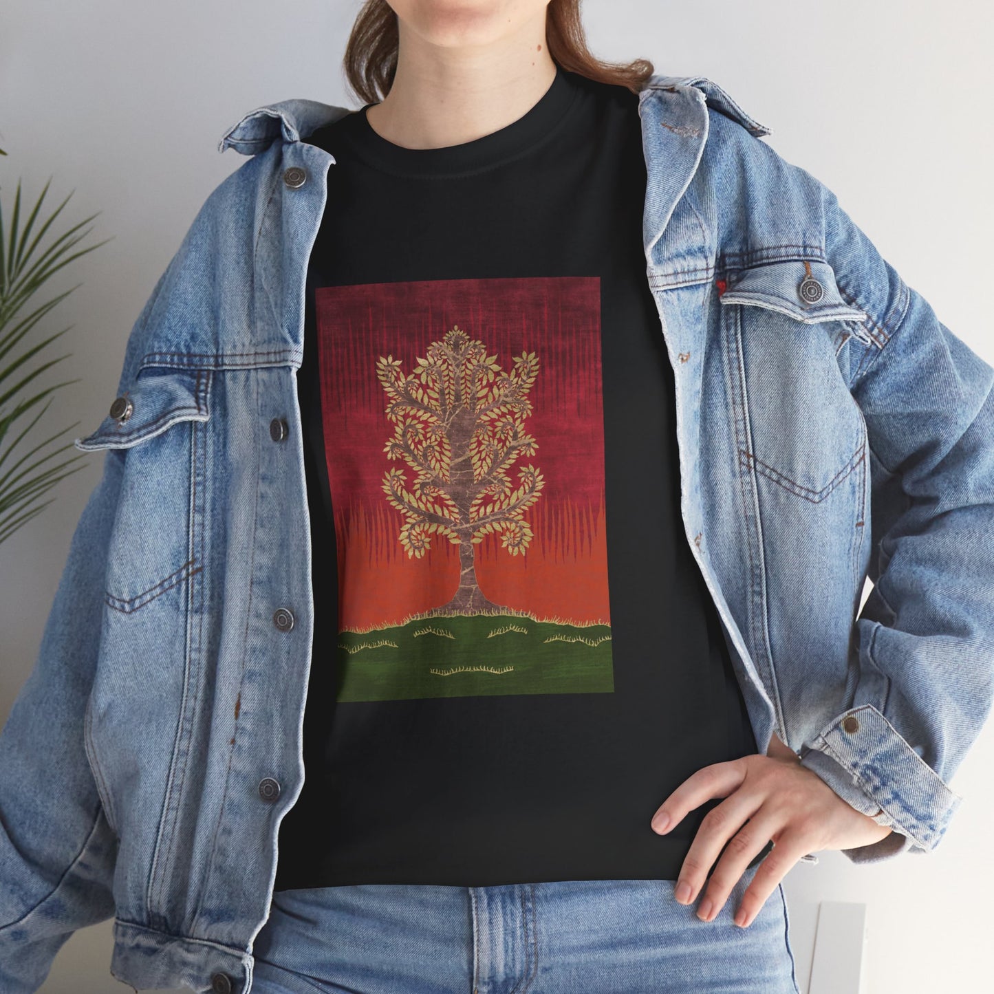 Unisex-T-Shirt aus schwerer Baumwolle – Eschenbaum (Herbst Version)