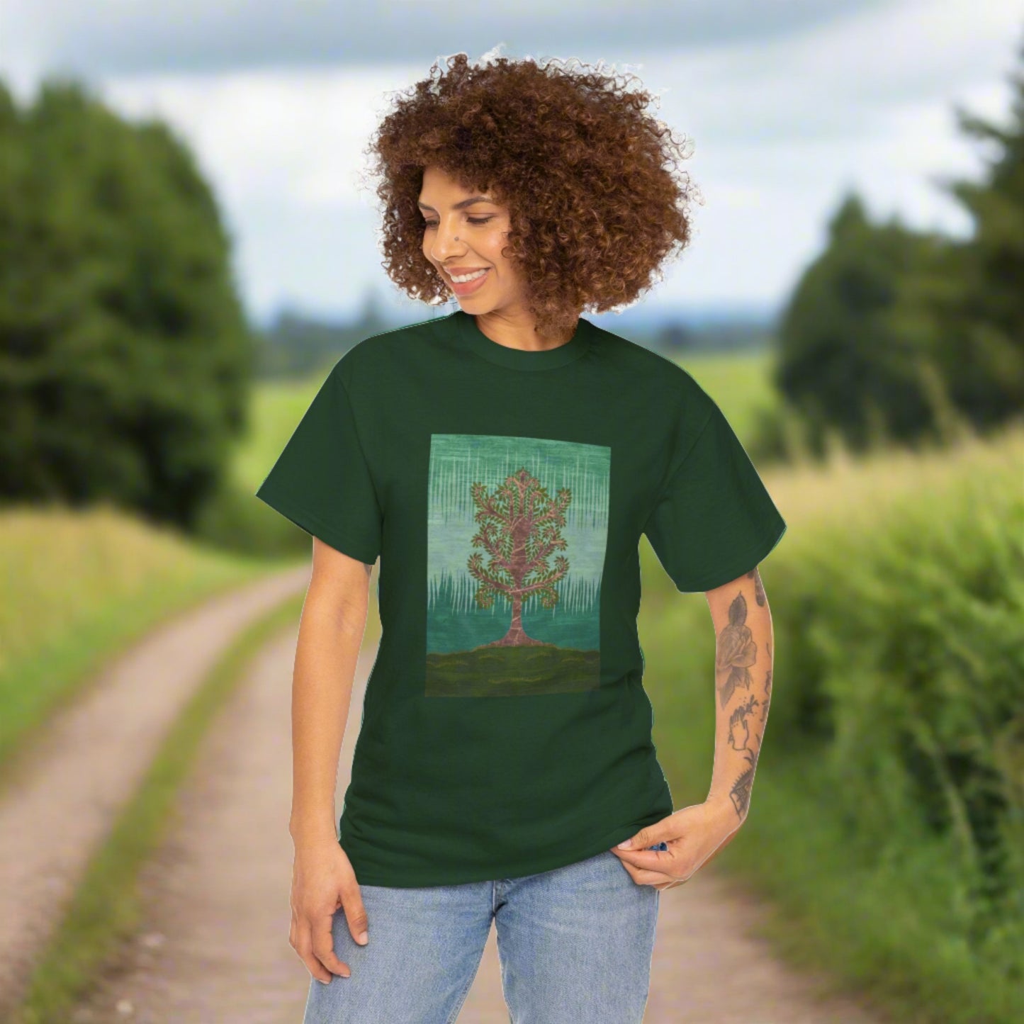 Unisex-T-Shirt aus schwerer Baumwolle – Eschenbaum (Sommer Version)