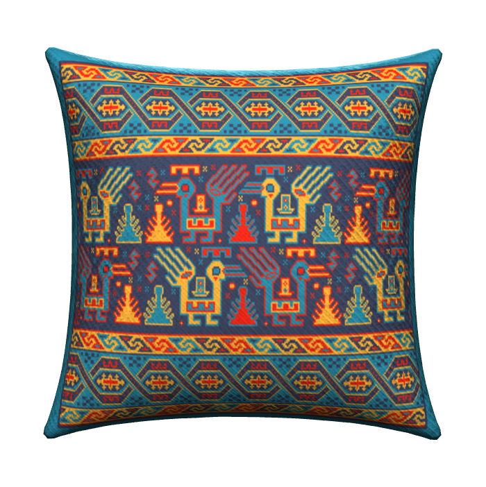 Knitted Pillow Case - Harlequin Hills (Berry version) - Big Shahsavan Square Cushion 20in / 50cm