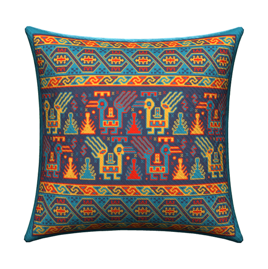 Knitted Pillow Case - Harlequin Hills (Berry version) - Big Shahsavan Square Cushion 20in / 50cm