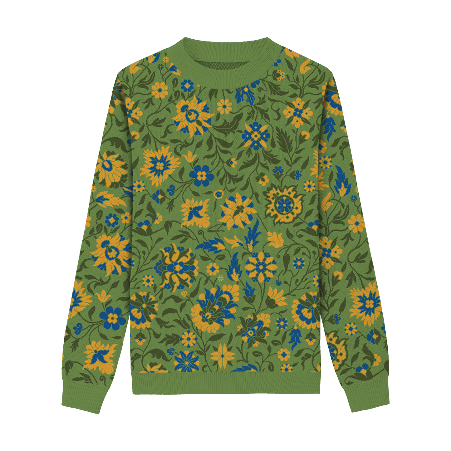 Unisex Strickpullover – Traum vom Paradies (Frühlings-Blumen) – Rundhalsausschnitt, klassische Passform