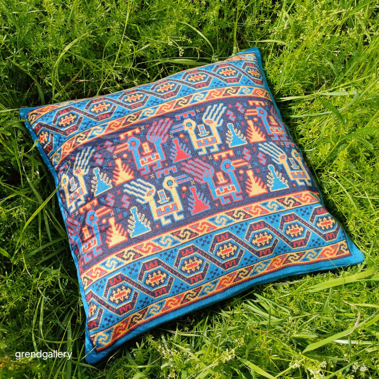 Knitted Pillow Case - Harlequin Hills (Berry version) - Big Shahsavan Square Cushion 20in / 50cm